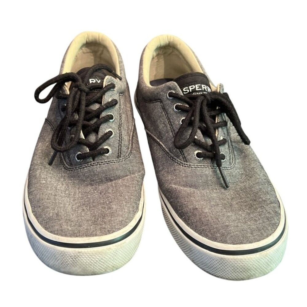 Sperry Mens Canvas Gray Sneakers Shoes Size 13M